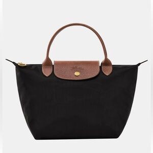 Longchamp Le Pliage Original Small Handbag Black Nylon Leather NWT
